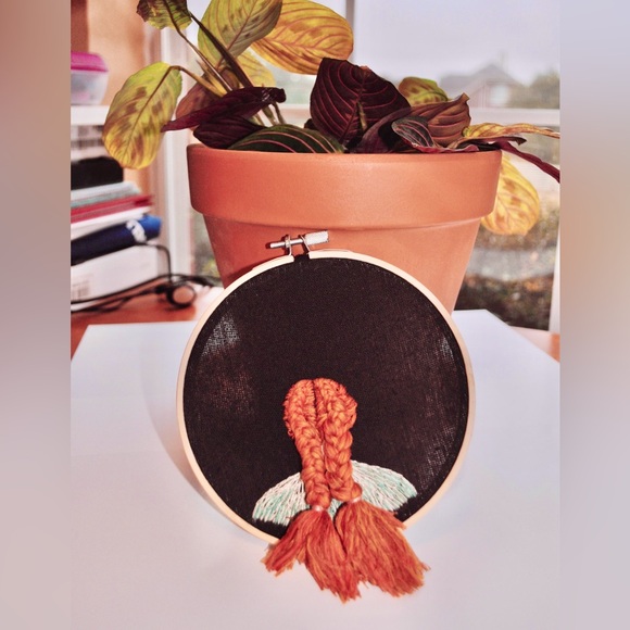 Cottage Folk Girl Braided Hair Cross Stitch Hoop 6x6 - Picture 2 of 6